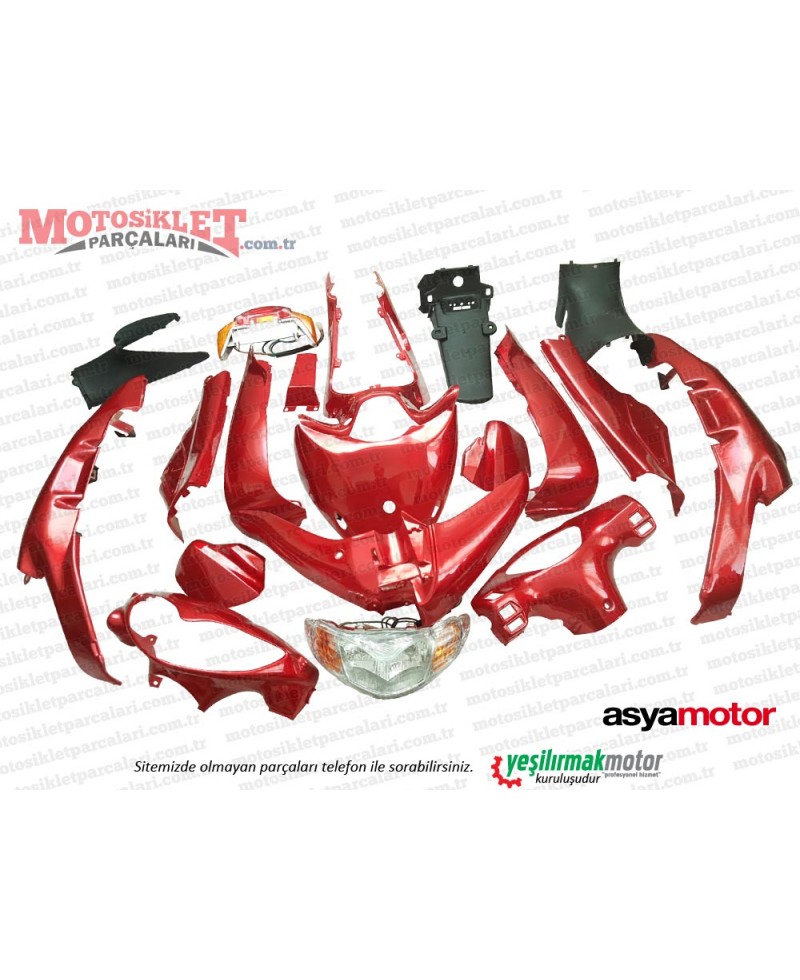 Asya Motor AS 110-8 Cub Komple Kaporta Grenaj Seti - KIRMIZI